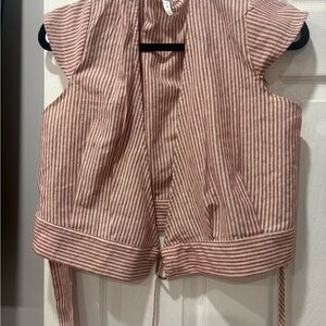 Amiana Pink and White Striped Swim Coverup